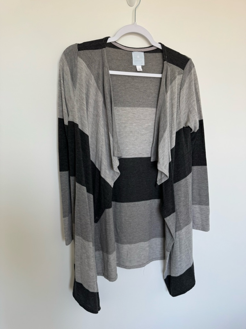 Sunday Lightweight Open-Front Stripe Cardigan Sweater